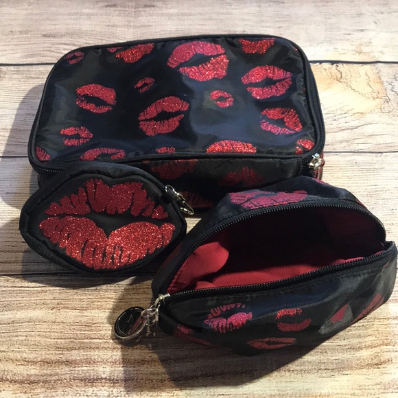 Sephora Makeup Bag Set Glitter Lip Print - Picture 2 of 8
